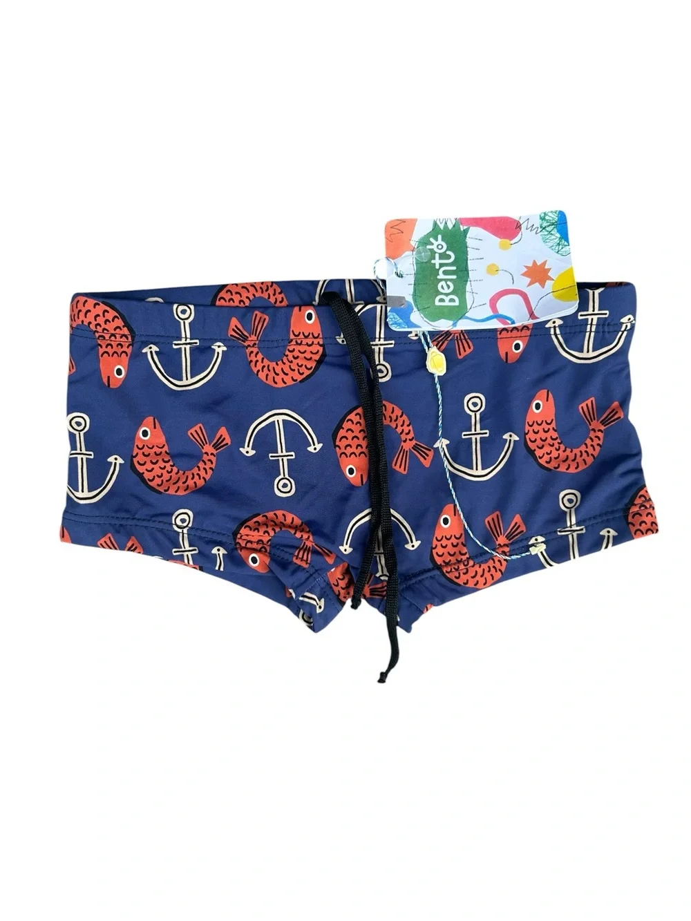 Fabula Bento Navy Euro‎ Swim Shorts with Red Fish & Anchor Print NWT 4T Sailing